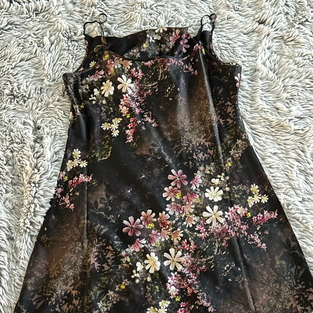 All Saints Floral Slip Dress - Black and Pink - Picture 11 of 11